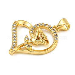 Porte micro ouvrent pendentifs zircone cubique en laiton de placage&nbsp;KK-Z063-03G