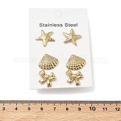 3 paire de boucles d'oreilles à tige en acier inoxydable 304&nbsp;EJEW-D353-03G-01