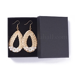 Boucles d'oreilles faites à la main de canne / rotin&nbsp;EJEW-JE04039