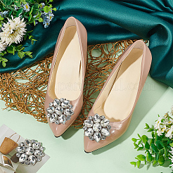 4 Stück Blumenlegierung mit Glas-Strass-Schuhschnallen-Clips&nbsp;AJEW-FG0003-64D