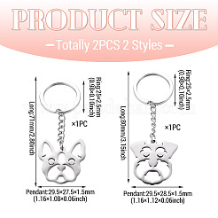 2 porte-clés en acier inoxydable 201&nbsp;KEYC-TAD0001-15C