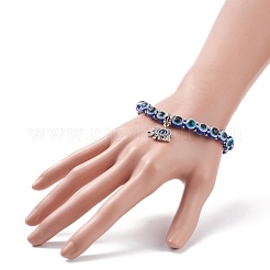 Elastisches Perlenarmband aus Kunstharz mit Legierungsanhänger für Männer und Frauen&nbsp;BJEW-JB08216