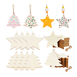 40 pièce 2 styles de décorations murales suspendues en bois sur le thème de Noël&nbsp;HJEW-PH0001-88