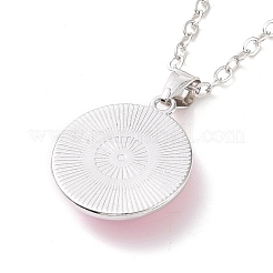 Collier pendentif rond plat en verre avec chaîne en laiton&nbsp;LS-NJEW-A003-01A