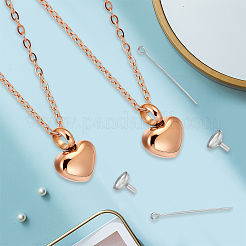 2 collane per ceneri a forma di cuore in acciaio inossidabile 304&nbsp;NJEW-CN0001-27
