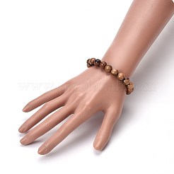 Bracelets extensibles perles bois pour femme&nbsp;BJEW-JB04121-01