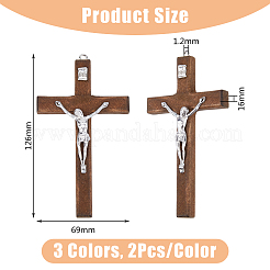 6 stücke 3 farben religion kreuz holz große anhänger&nbsp;WOOD-DC0001-18