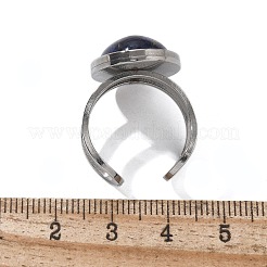 Bagues ovales en lapis-lazuli naturel&nbsp;RJEW-M062-02P-01