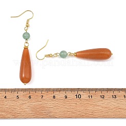 Orecchini pendenti in avventurina naturale rosso/verde&nbsp;EJEW-JE07257-01