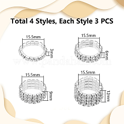 12 Stück 4 Stile Strass Tennisketten Stretchring für Frauen&nbsp;RJEW-UN0003-05