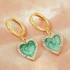 Boucles d'oreilles créoles pendantes en laiton serties de micro-pavés de zirconiums cubiques&nbsp;KK-CBA8324-16G-01