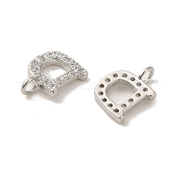 Pendentifs de lettre initiale en laiton avec zircone cubique de micro pave&nbsp;ZIRC-F008-D