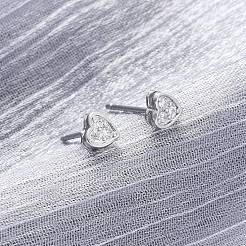 Aretes de corazón con circonitas cúbicas transparentes&nbsp;EJEW-K093-24P