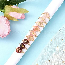 Messing & Kirschquarz Rosenquarz natürlicher roter Regenbogenjaspis Fingerringe für Frauen&nbsp;RJEW-JR00872