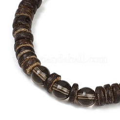 Stretch-Armbänder aus natürlichen Kokosnuss-Rondellperlen für Männer&nbsp;BJEW-JB11635-02