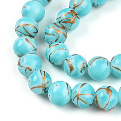 Chapelet de perles en verre baking paint&nbsp;DGLA-N010-10mm-03