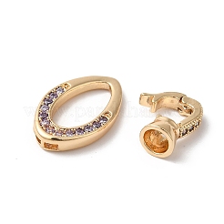 Micro pavé di ottone trasparente cubic zirconia piegato su fermagli&nbsp;KK-C062-040G-02