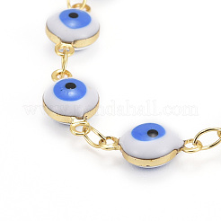 Bracelets à maillons mauvais œil en laiton émaillé&nbsp;BJEW-JB06179