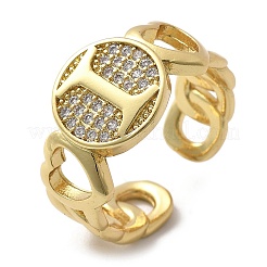 Anelli da donna aperti con micro pavé di zirconi cubici trasparenti in ottone&nbsp;RJEW-K289-02G-I