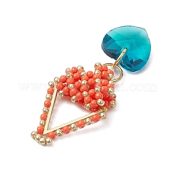 3 breloque en forme de triangle et de cœur en perles bicolores&nbsp;PALLOY-MZ00437