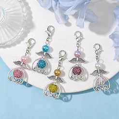 5 pz 5 colori decorazioni pendenti con perle di vetro angelo&nbsp;HJEW-JM01744