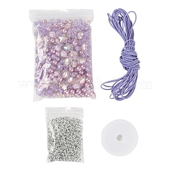 1 sacchetto 480 pezzi di perle acriliche viola trasparenti/imitazione perle&nbsp;DIY-LS0003-03