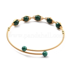 Bracelet manchette enveloppé de malachite naturelle&nbsp;BJEW-A122-07A