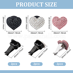 6 clip per bocchetta dell'aria per auto in plastica a forma di cuore con strass&nbsp;FIND-HY0002-81