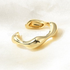 Gestellplattierte Messing-Twist-Wave-offene Manschettenringe für Damen&nbsp;RJEW-Q777-08G