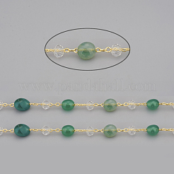 Chaînes de perles d'agate verte naturelle faites à la main&nbsp;CHC-I031-11G