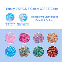 240 Stück 8 Farben transparente Backfarbe Glasperlen&nbsp;GLAA-TA0001-18