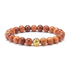 4 stücke 4 stil natürliche quarz kristall & lavagestein & holz runde perlen stretch-armbänder mit herz&nbsp;BJEW-JB07623