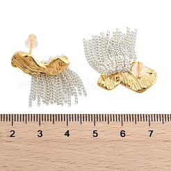 Orecchini a bottone con nappe in ottone a forma di farfalla per donna&nbsp;EJEW-U055-16GS