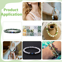 420 pieza de cuentas redondas de piedras preciosas mixtas naturales y sintéticas con 40 piezas de cuentas espaciadoras de rhinestone de hierro&nbsp;DIY-ME0001-16