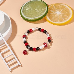 Braccialetto elasticizzato con perline rotonde in pietra mista naturale e sintetica&nbsp;BJEW-TA00185