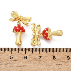 Ohrstecker aus Messing und Emaille mit Pilzmotiv und Schleife&nbsp;EJEW-F895-25A-G