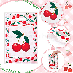 Rechteckige Geschenkbeutel aus Kunststoff mit Kirschen-Aufdruck und Lochgriffen&nbsp;ABAG-WH0032-101