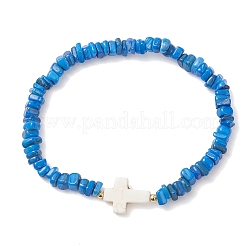 6 bracelet extensible en perles de coquillages d'eau douce naturels de 6 couleurs&nbsp;BJEW-JB12725