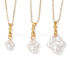 3 collier pendentif empreinte de patte en perles rondes de coquillage&nbsp;NJEW-JN05171