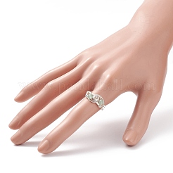 Natürlicher grüner Aventurin-Perlen-Spiral-Fingerring&nbsp;RJEW-TA00049-03