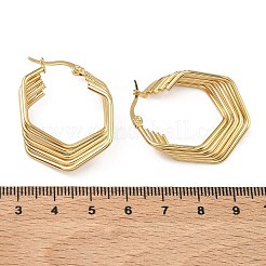 Pendientes de aro de acero inoxidable 201 con forma de polígono multicapa&nbsp;EJEW-D354-06G