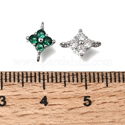 Breloques connecteurs en forme de fleur en laiton pavé de zircones cubiques&nbsp;KK-K427-04P