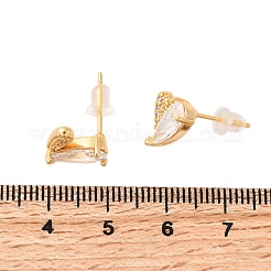 Boucles d'oreilles en laiton micro pavé coeur zircon cubique clair&nbsp;EJEW-C158-04G