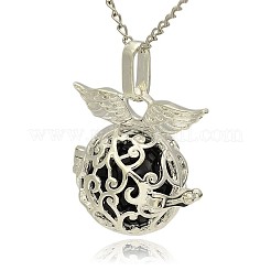 Hohle runde Käfiganhänger aus versilbertem Messing&nbsp;KK-J230-01S