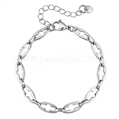 Ovale Armbänder aus Edelstahl 304 mit hohler Kreuzgliederkette&nbsp;WG549C5-01
