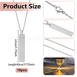 10 collier pendentif rectangulaire en acier inoxydable 304&nbsp;NJEW-UN00019