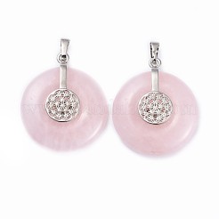 Pendentifs de quartz rose naturel&nbsp;G-F640-C03