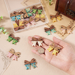 18 Stück 9 Farben Holz- und Harzanhänger&nbsp;WOOD-TA0002-96
