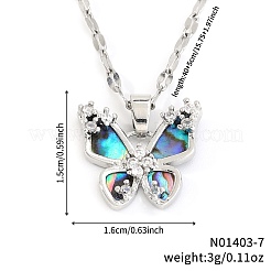 Colliers à pendentif papillon en laiton pavé de zircones cubiques transparentes à la mode&nbsp;HD0305-1