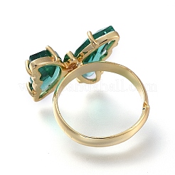 Einstellbare Fingerringe aus Messingglas&nbsp;RJEW-P148-A01-16